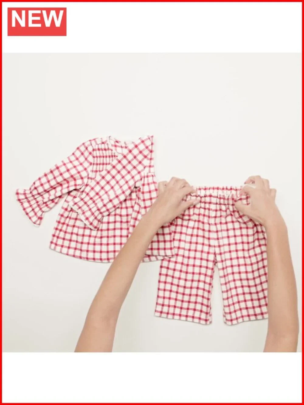 Toddler Baby Flannel Set Smocked Bodice Lace Trim Long Sleeve